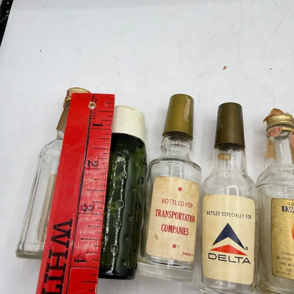 X7 vintage miniature airline delta liquor bottles - shots retro mcm